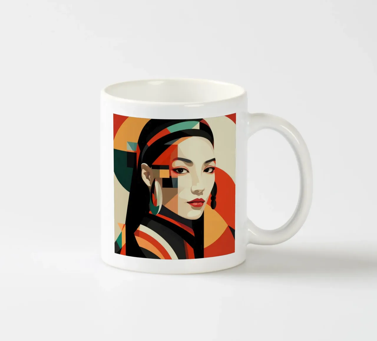 Donna mongola astratta Bauhaus tazza in ceramica da Artful Muse