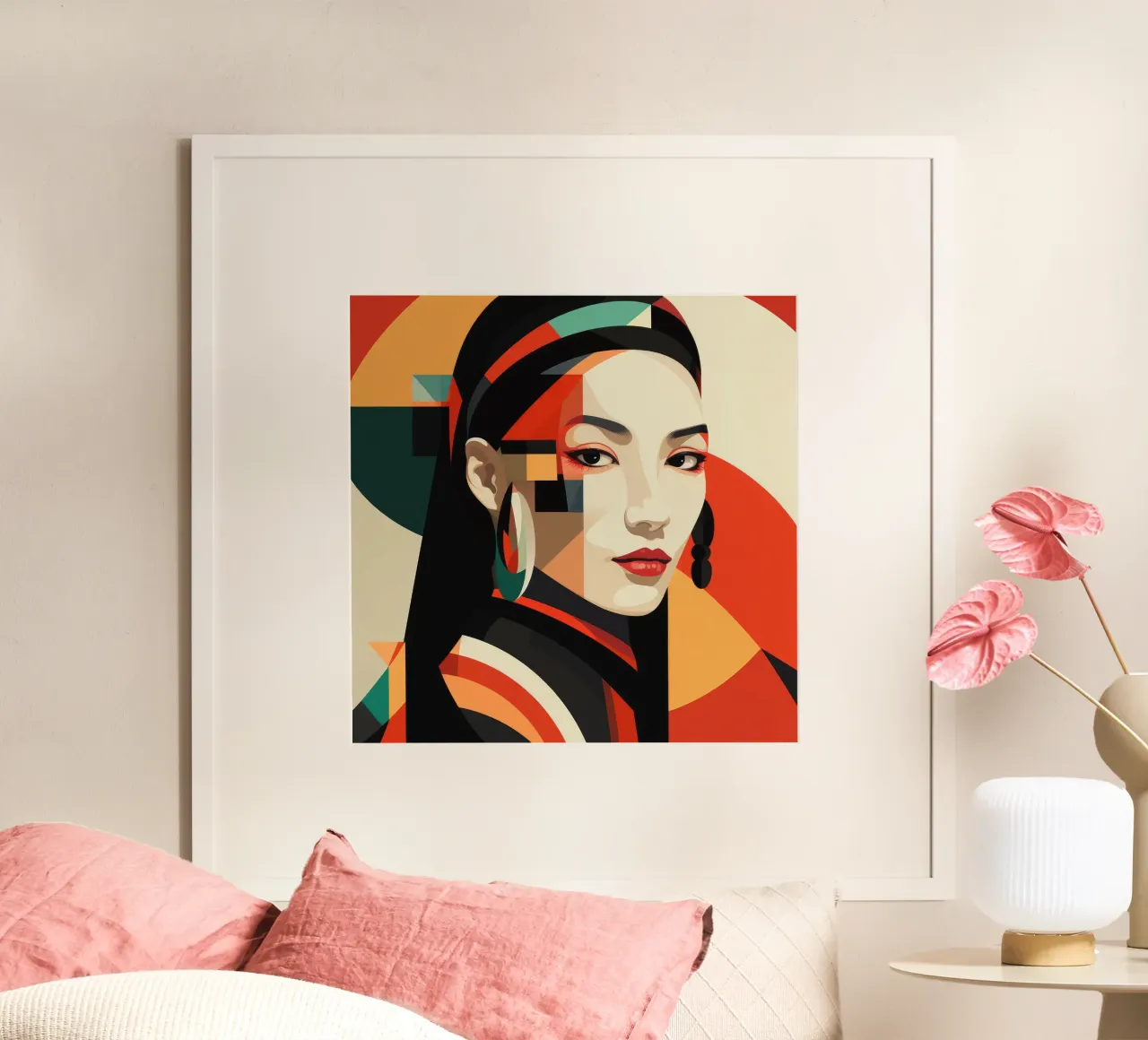 Donna mongola astratta Bauhaus poster da Artful Muse