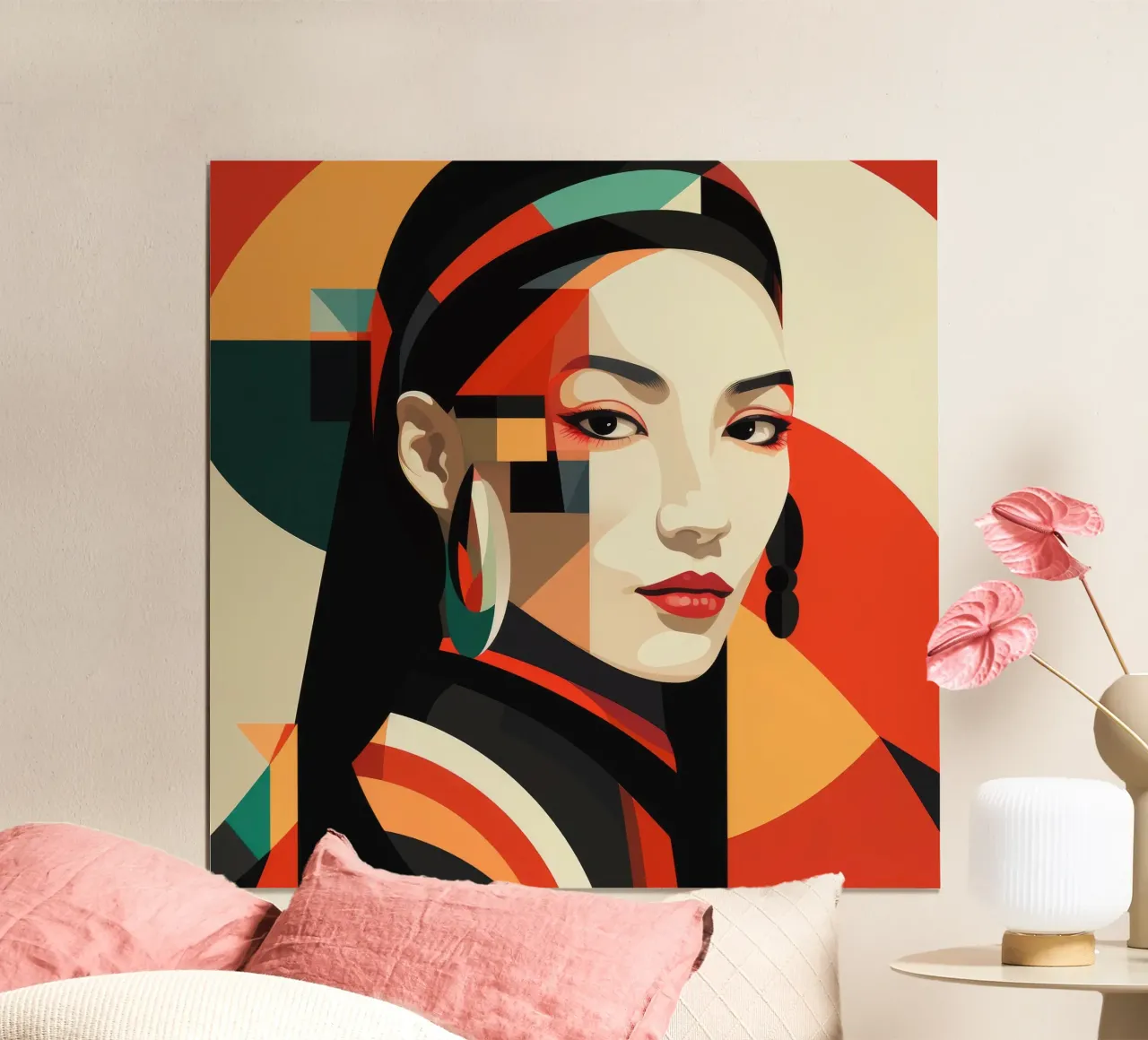 Donna mongola astratta Bauhaus poster da Artful Muse