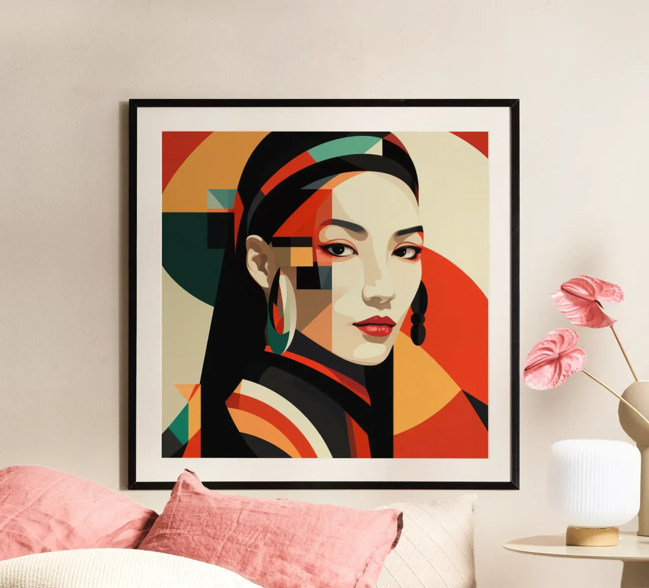 Donna mongola astratta Bauhaus poster da Artful Muse