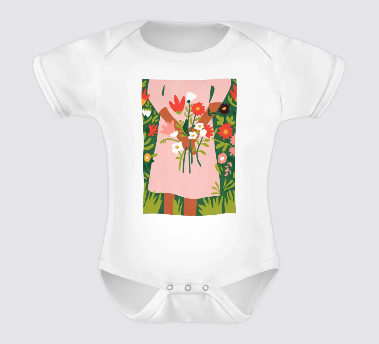 Blumige Umarmung Kurzarm Babybody von Emery Kate