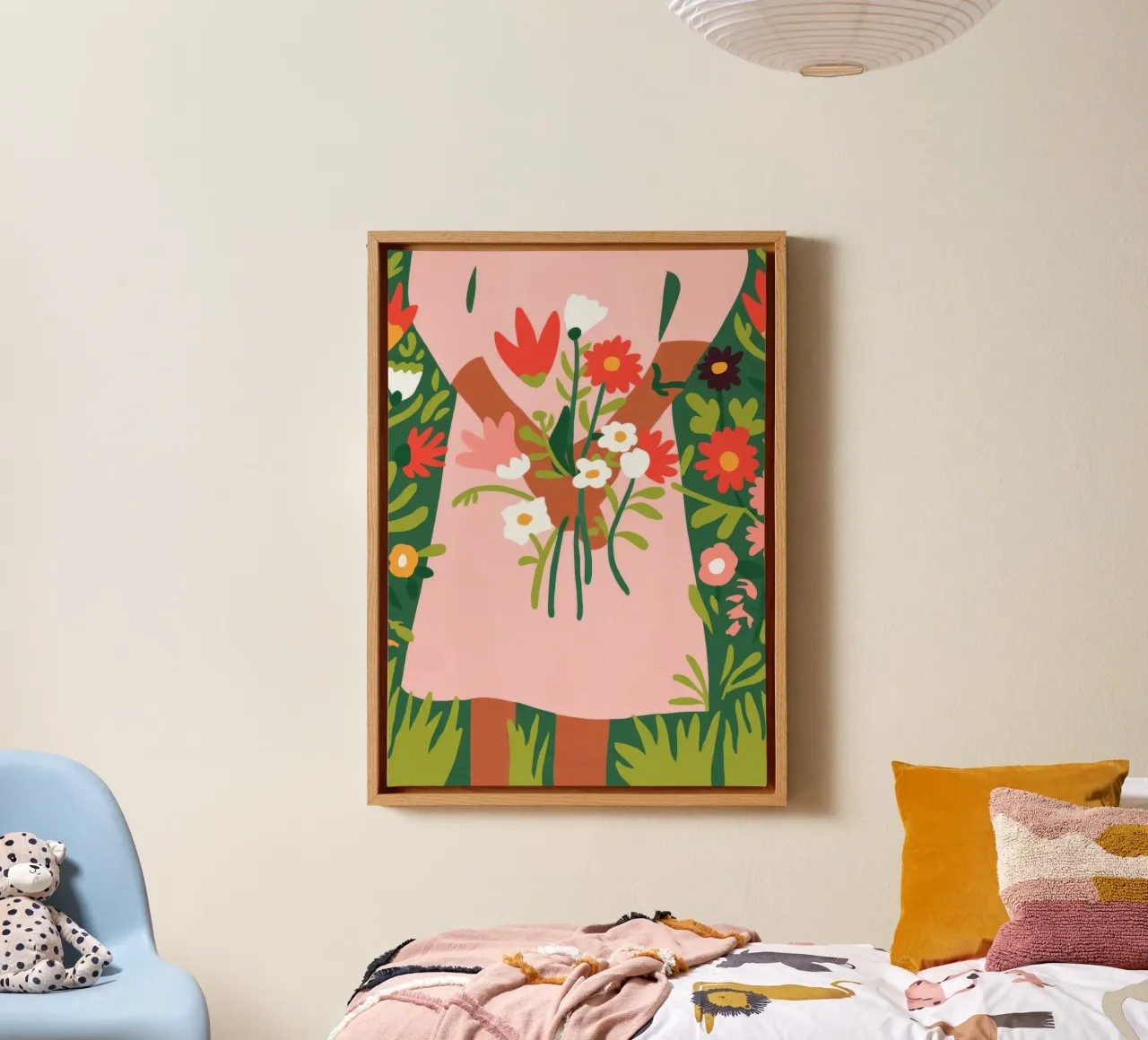 Blumige Umarmung Leinwand mit Schattenfugenrahmen von Emery Kate