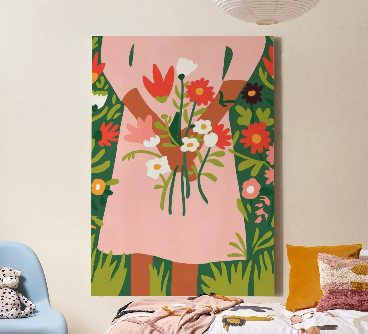 Blumige Umarmung Leinwand mit Schattenfugenrahmen von Emery Kate