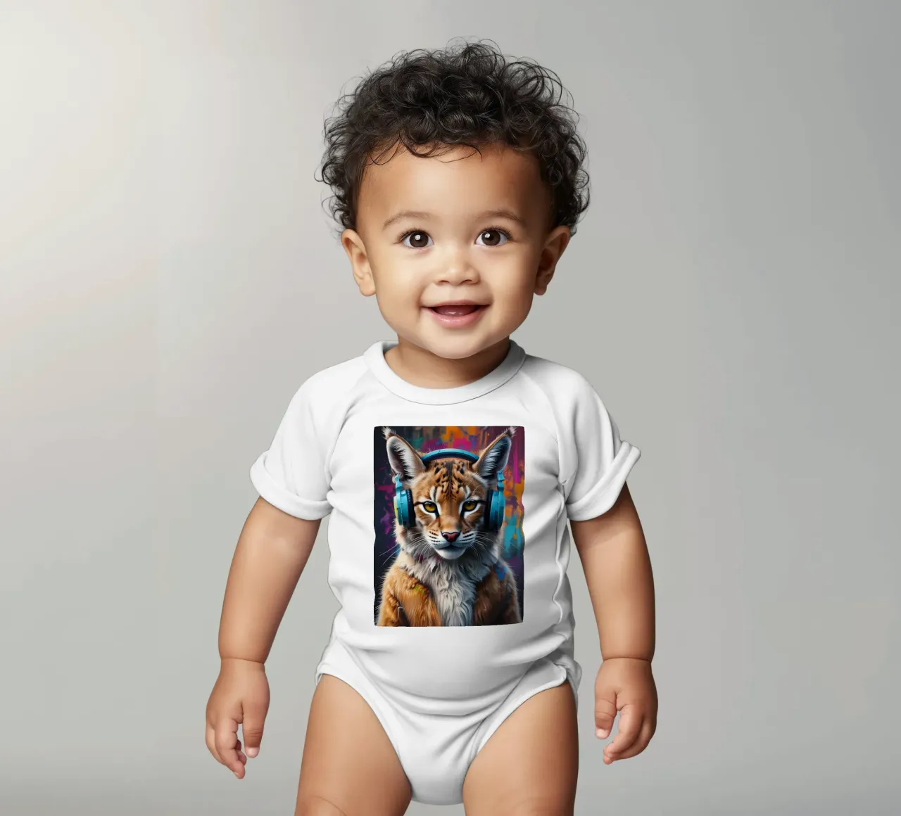 Lynx in cuffia body neonato maniche corte da MakArena