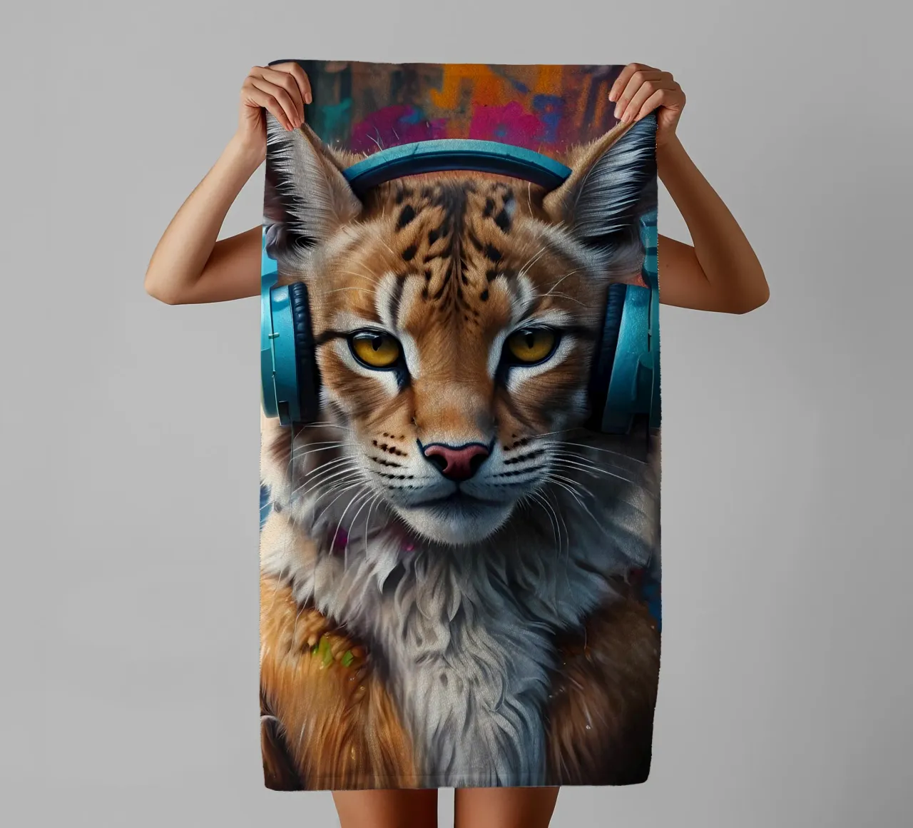 Lynx in cuffia asciugamano da bagno da MakArena
