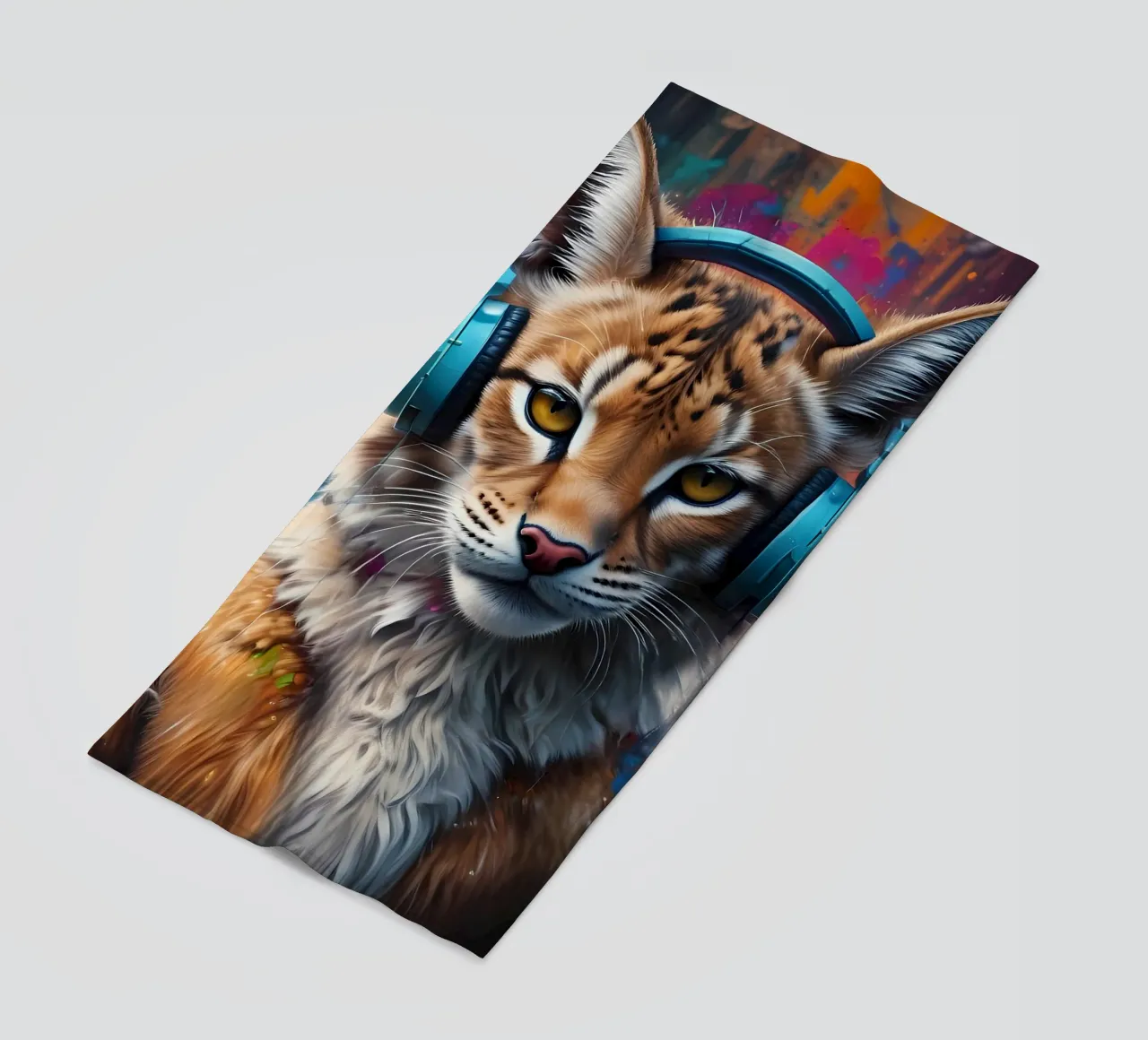 Lynx in cuffia telo mare da MakArena