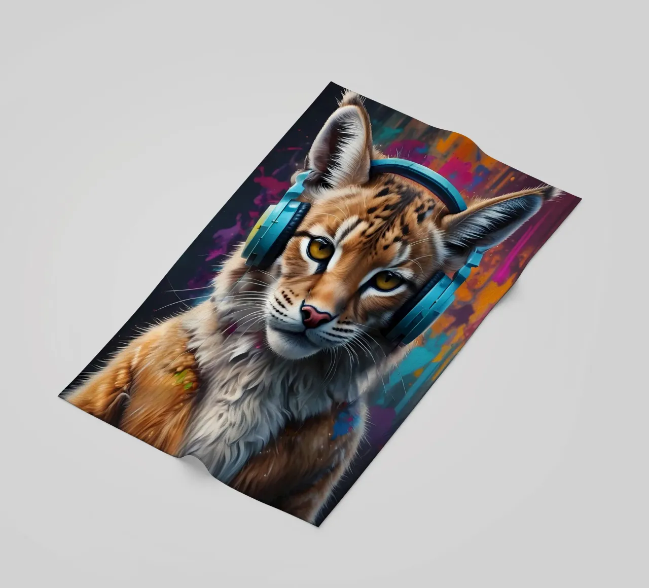 Lynx in cuffia telo mare da MakArena