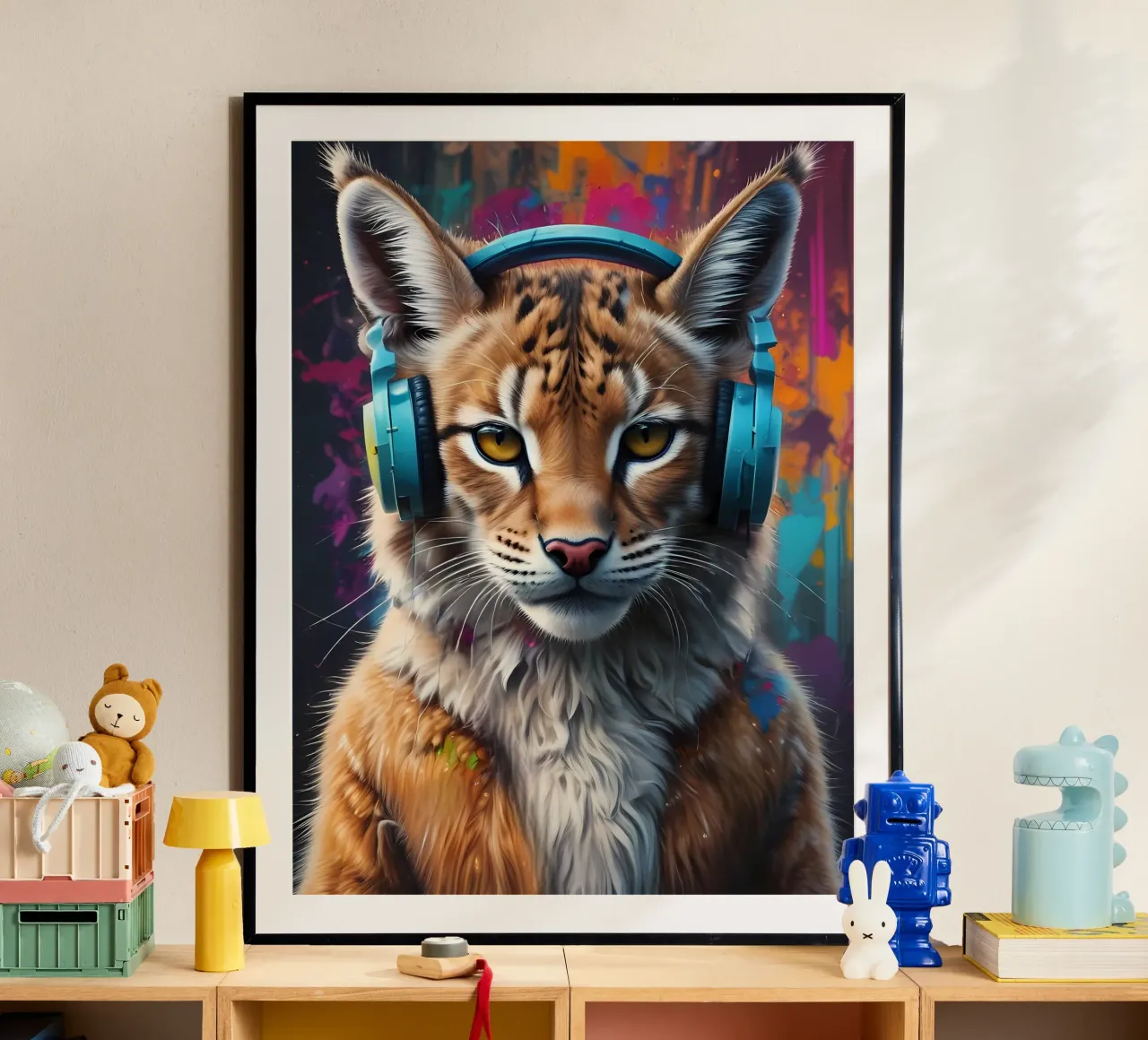 Lynx in cuffia carta hahnemühle da MakArena