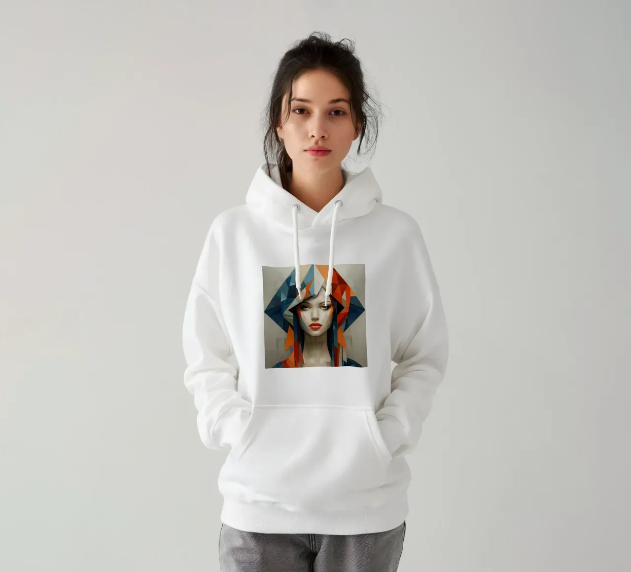 Donna geometrica astratta ungherese felpa con cappuccio da Artful Muse