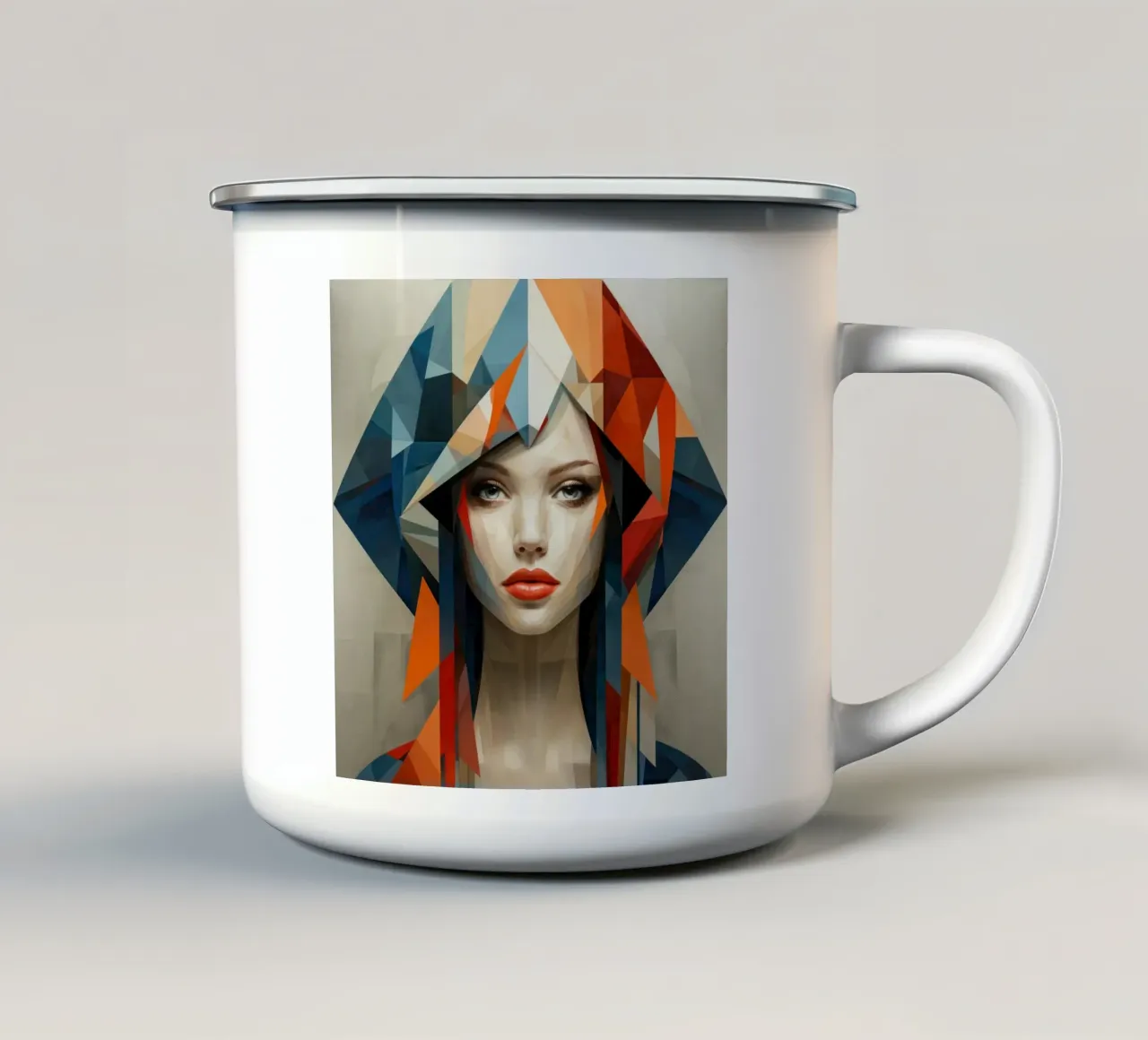 Donna geometrica astratta ungherese tazza in smalto da Artful Muse