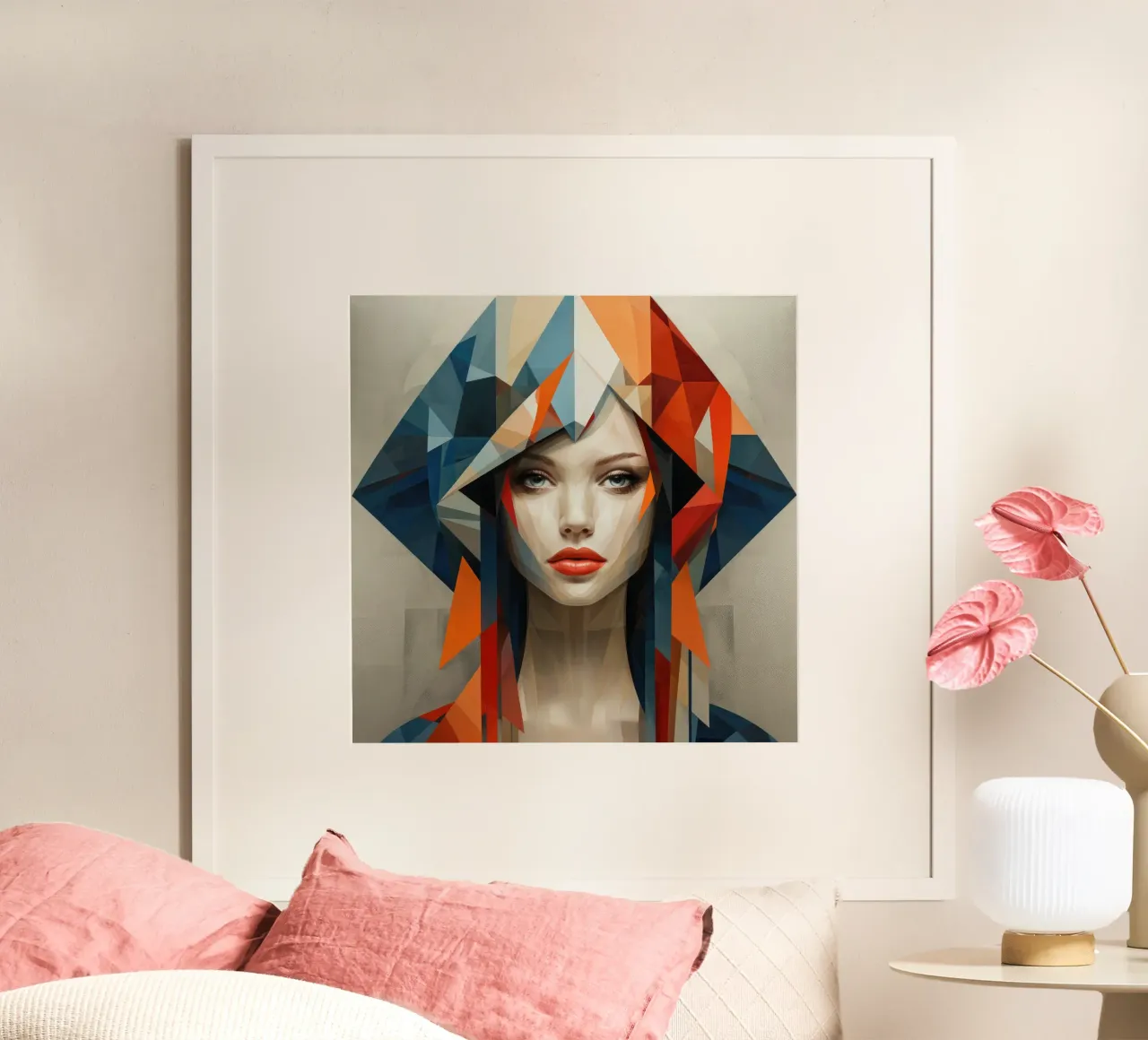 Donna geometrica astratta ungherese poster con telaio in legno da Artful Muse