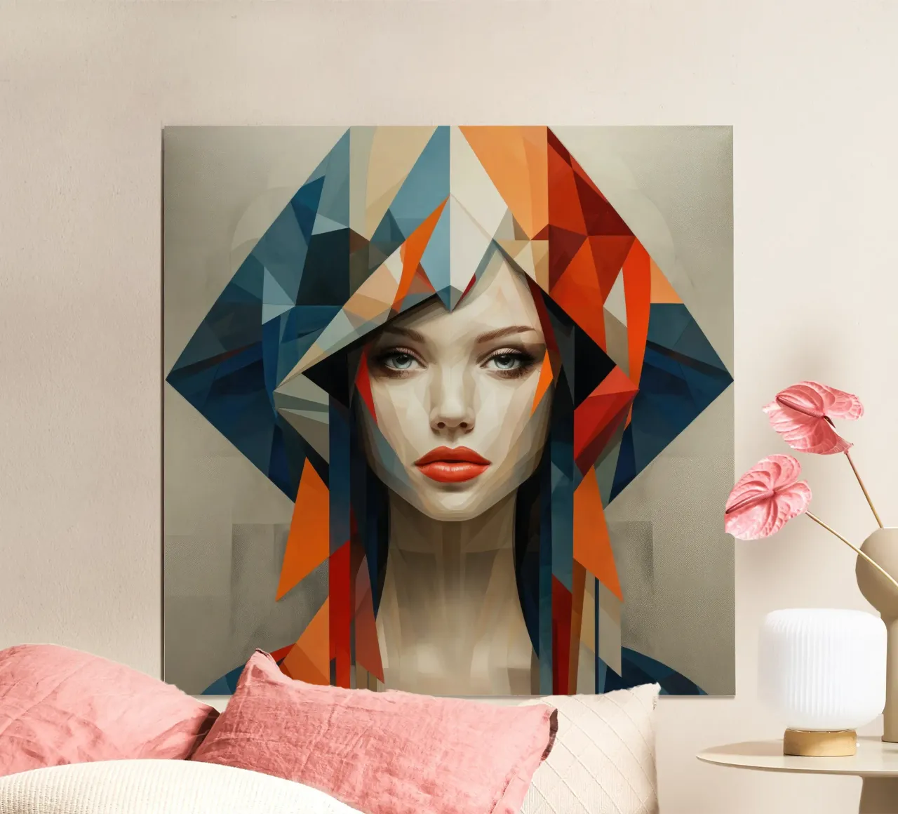 Donna geometrica astratta ungherese poster con telaio in legno da Artful Muse