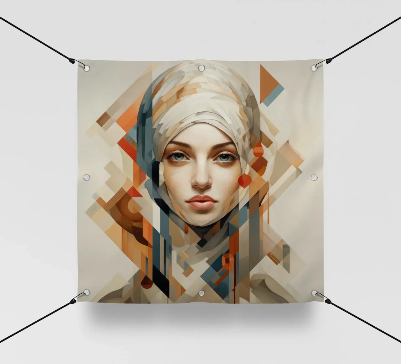 Donna geometrica astratta ungherese telo in pvc da Artful Muse