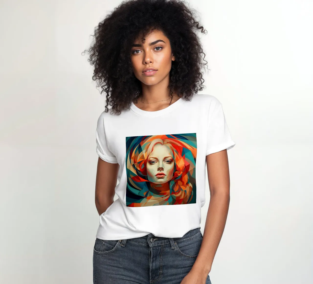 Abstract Geometric Hungarian Woman women's fitted t-shirt by Artful Muse