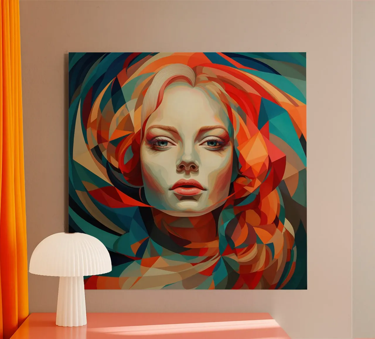 Abstrakte geometrische ungarische Frau Alu-Dibond von Artful Muse