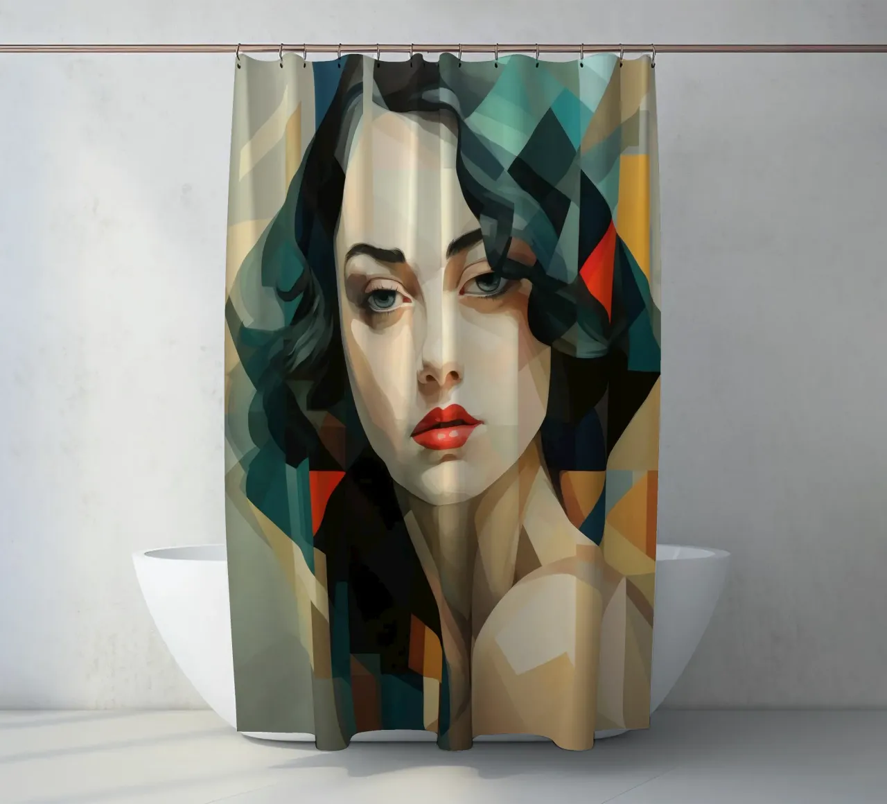 Abstract Geometric Hungarian Woman shower curtain by Artful Muse