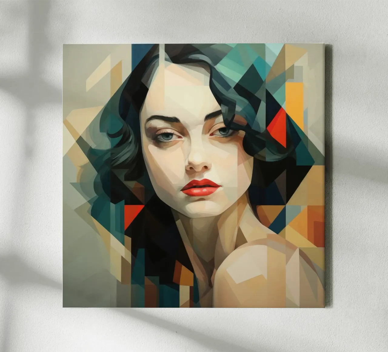 Abstracte Geometrische Hongaarse Vrouw canvas van Artful Muse