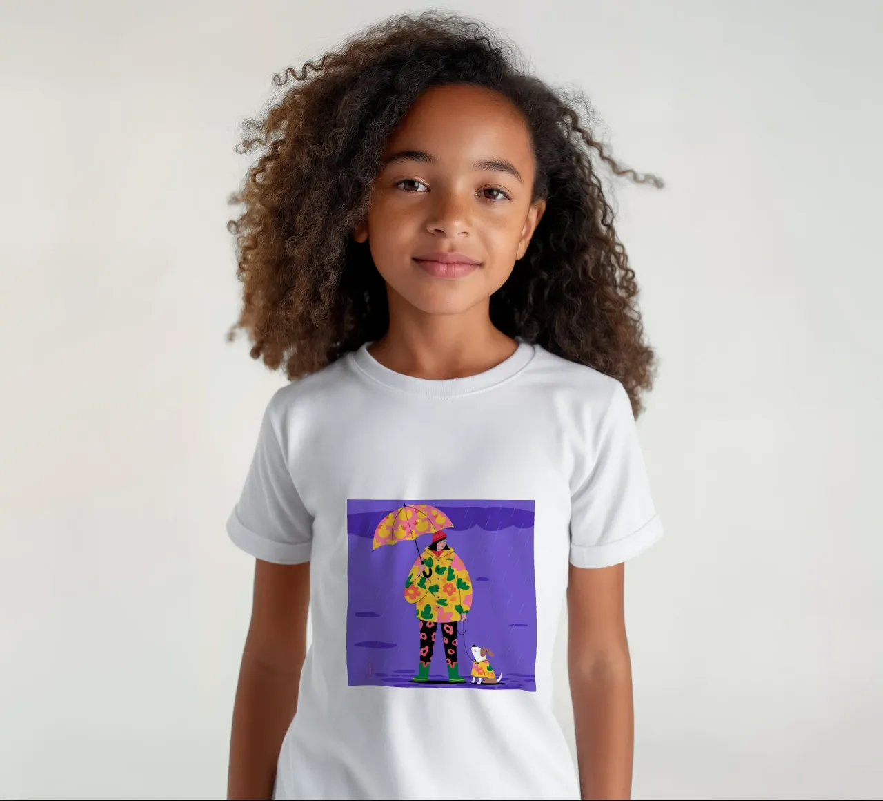 Rainy Day Stroll kids t-shirt by Emery Kate