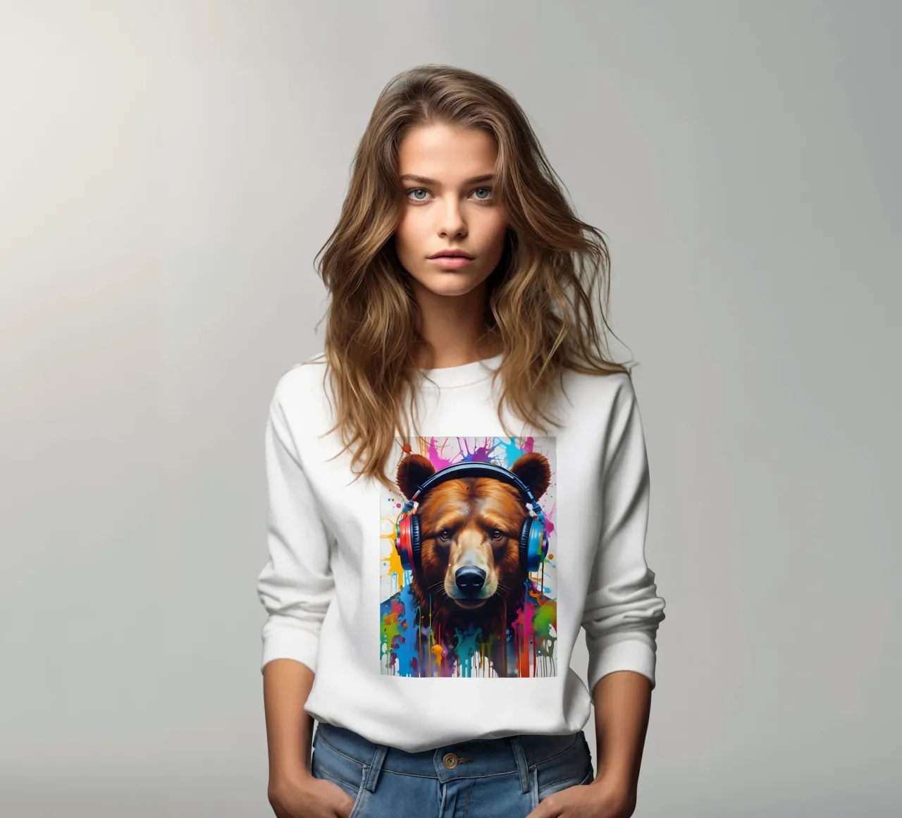 Bear in headphones sweatshirt by MakArena