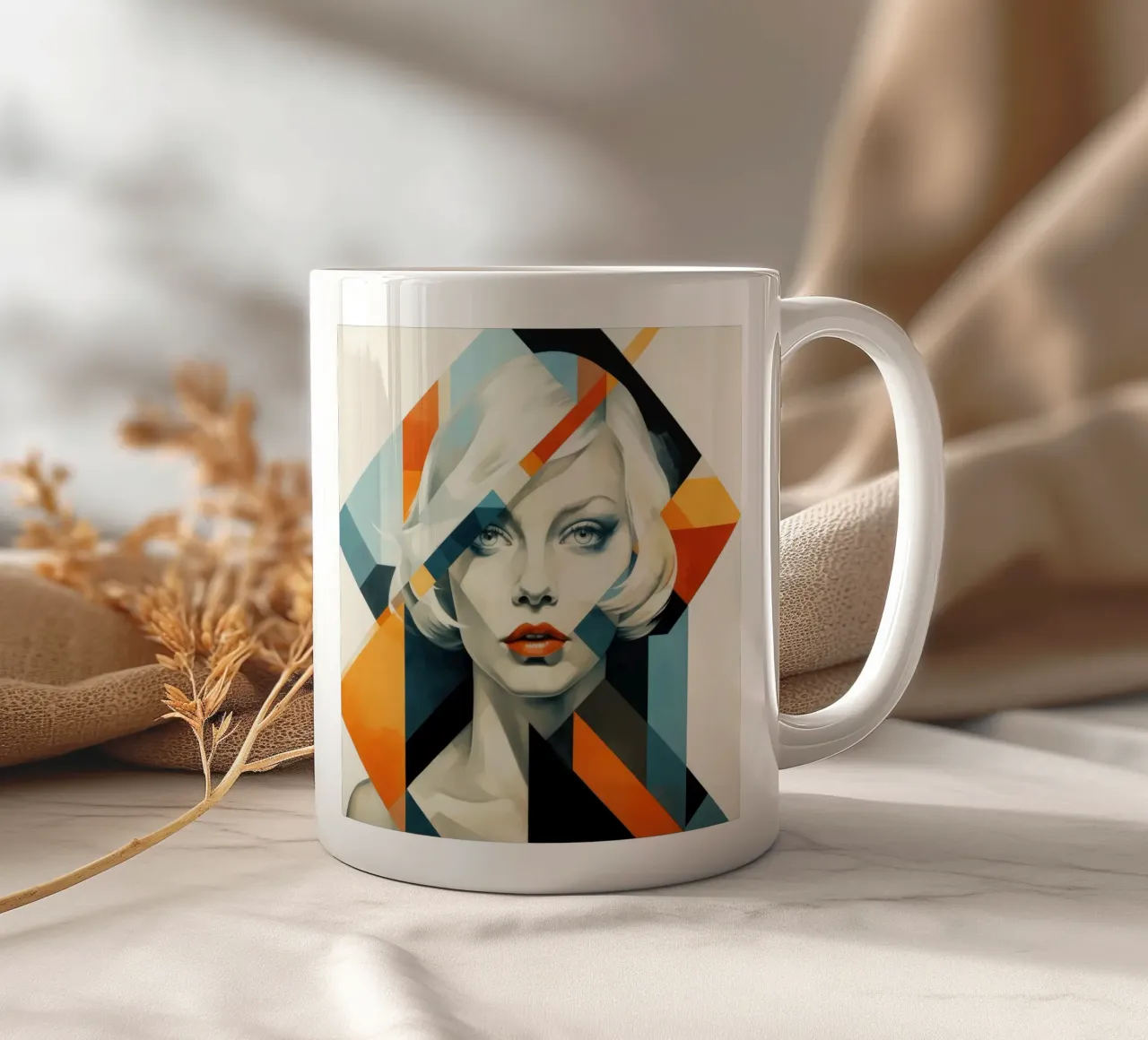 Donna svedese geometrica astratta tazza in ceramica da Artful Muse