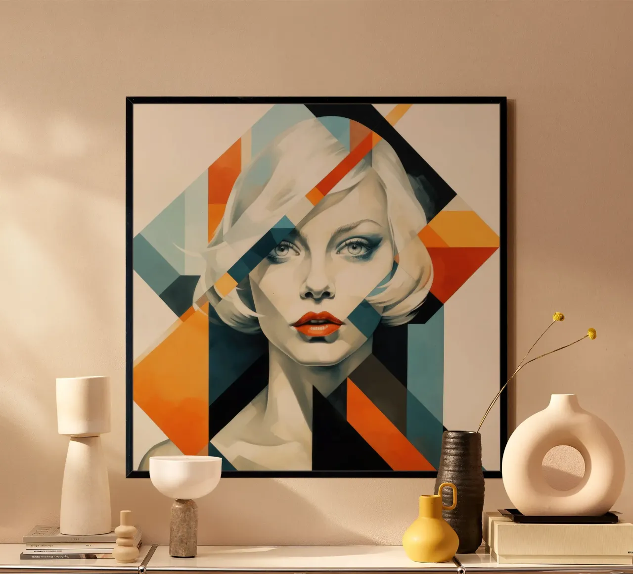 Donna svedese geometrica astratta poster con telaio in alluminio da Artful Muse