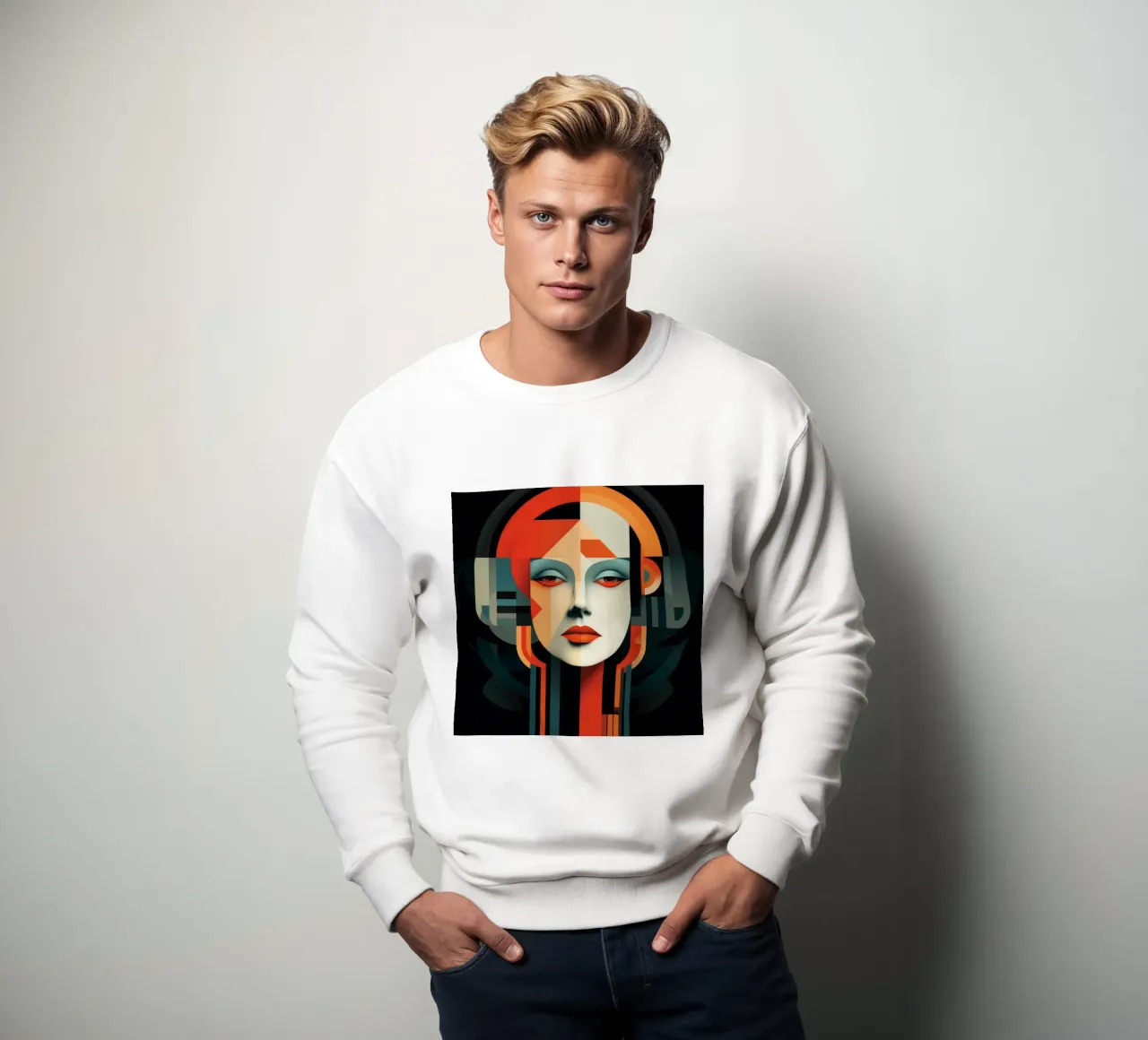 Mujer sueca geométrica abstracta sudadera de Artful Muse
