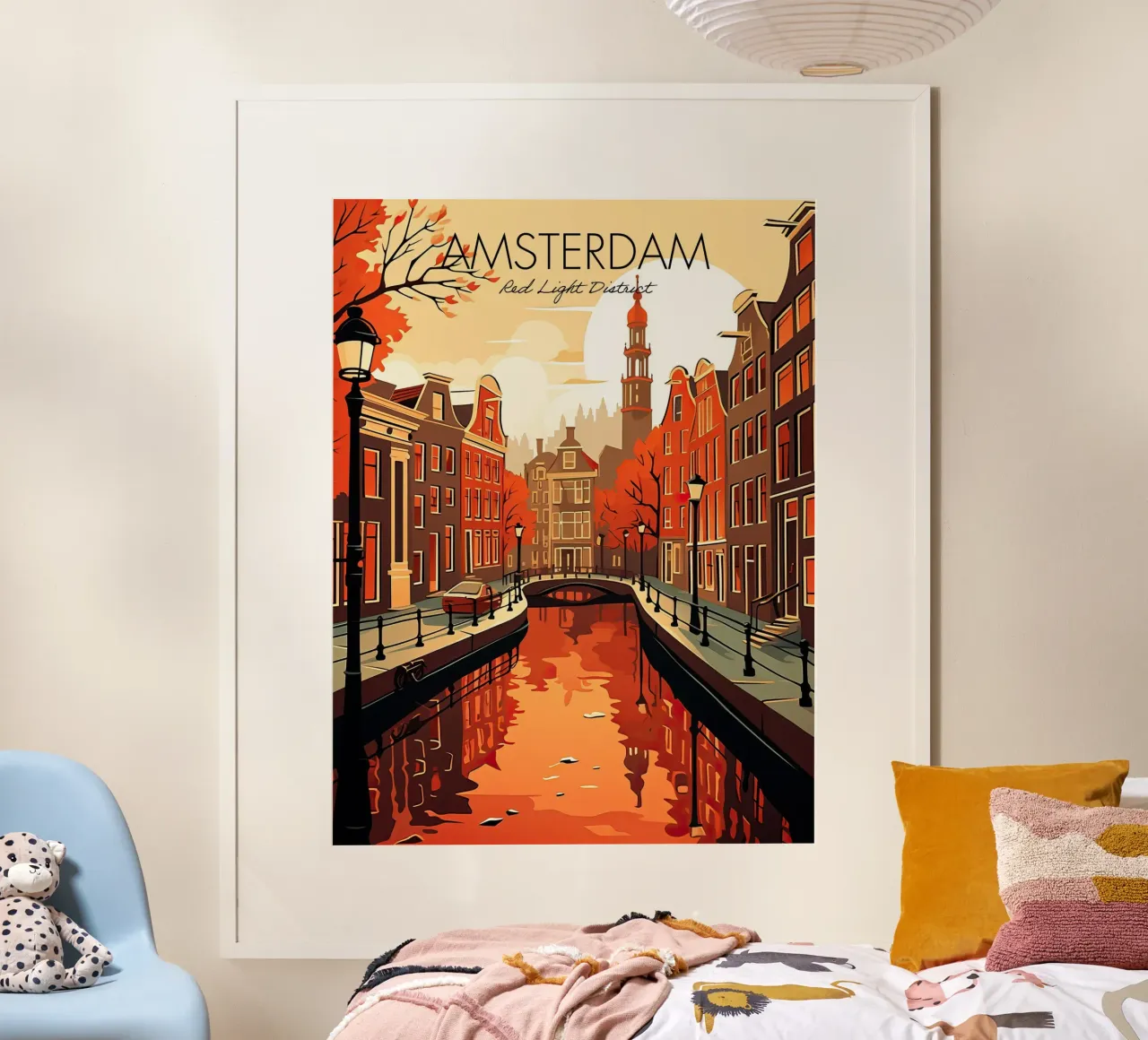 Amsterdam, Niederlande, Rotlichtviertel, Reiseplakat Poster von Peaches Art Prints