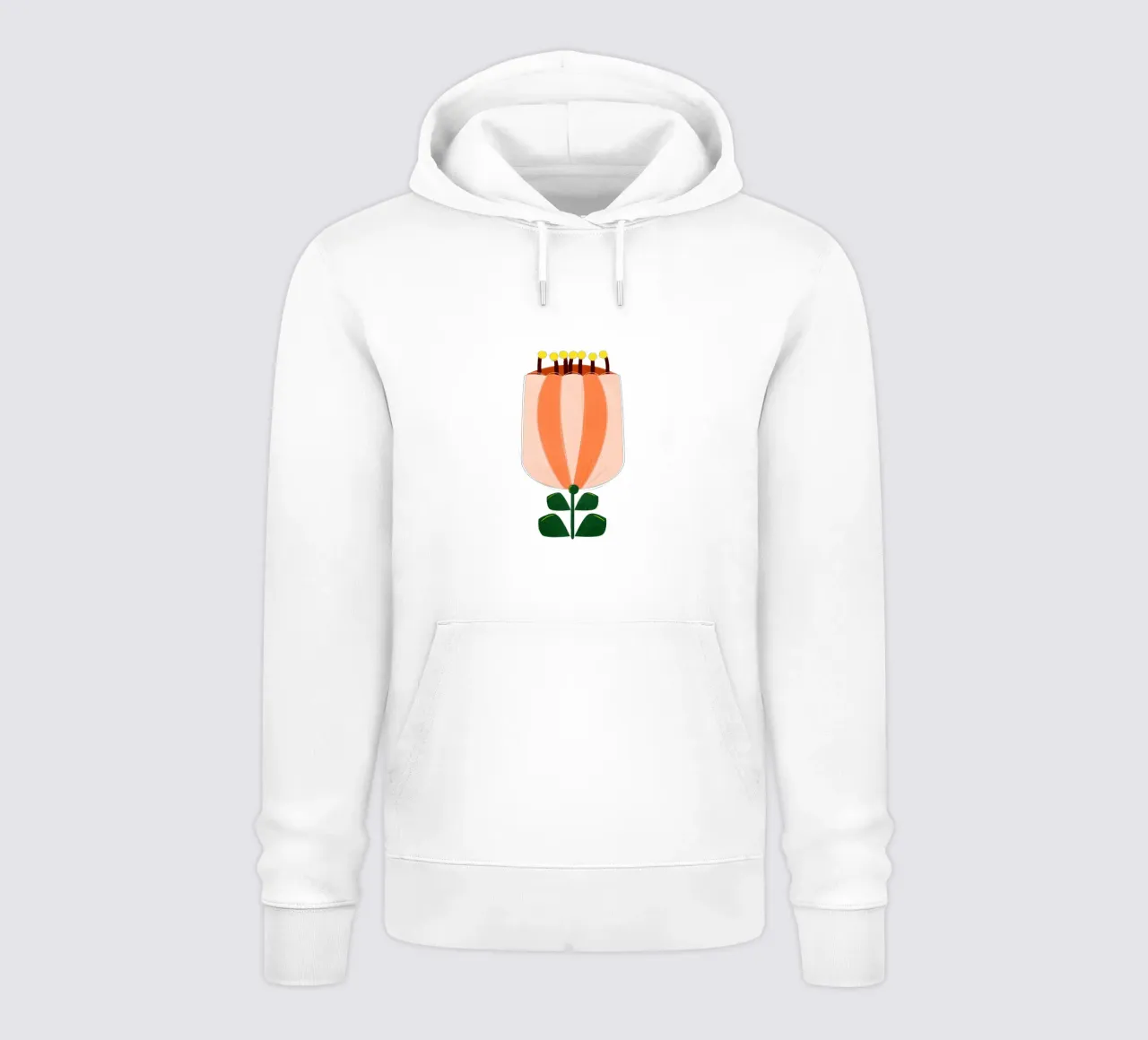 Minimalist Tulip Art Print - Orange and White felpa con cappuccio da showmemars