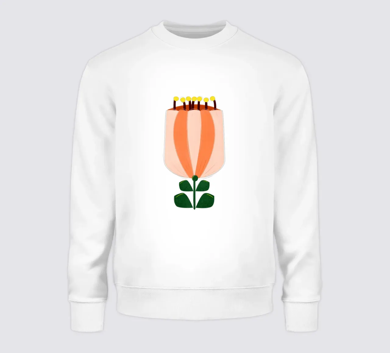 Minimalist Tulip Art Print - Orange and White felpa da showmemars