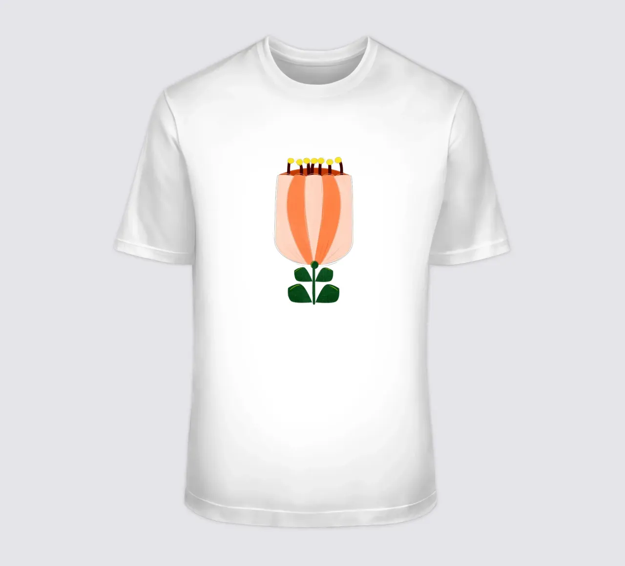 Minimalist Tulip Art Print - Orange and White t-shirt da showmemars