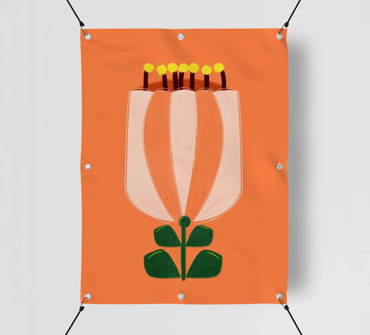 Minimalist Tulip Art Print - Orange and White telo in pvc da showmemars