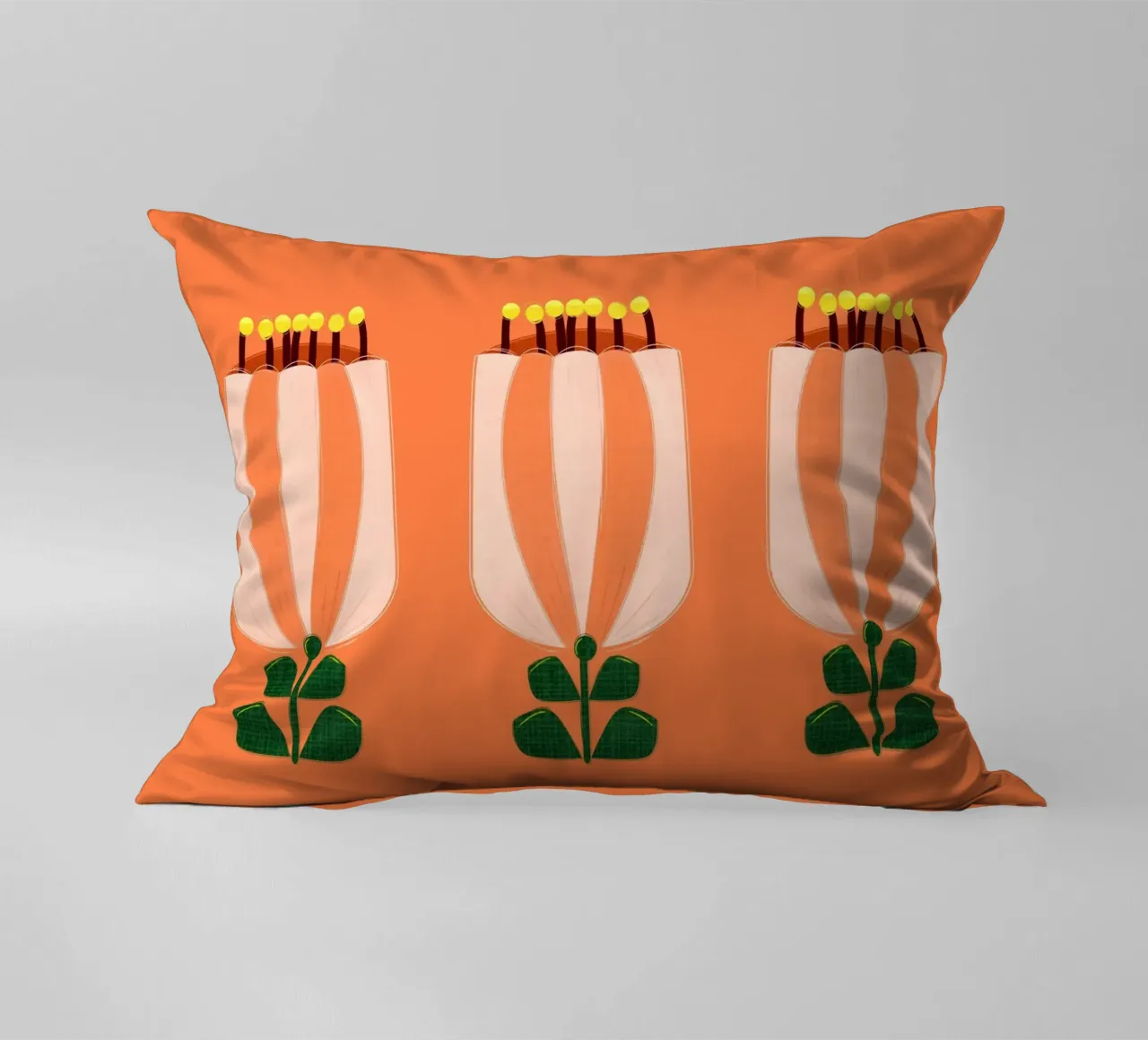 Minimalist Tulip Art Print - Orange and White cuscino da showmemars