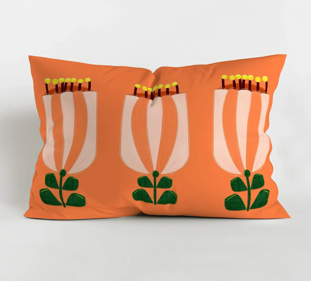 Minimalist Tulip Art Print - Orange and White cuscino da showmemars