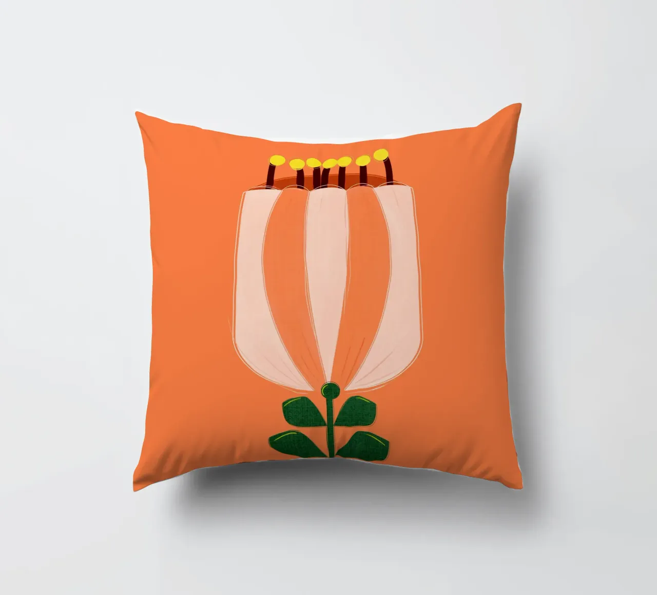 Minimalist Tulip Art Print - Orange and White cuscino da showmemars