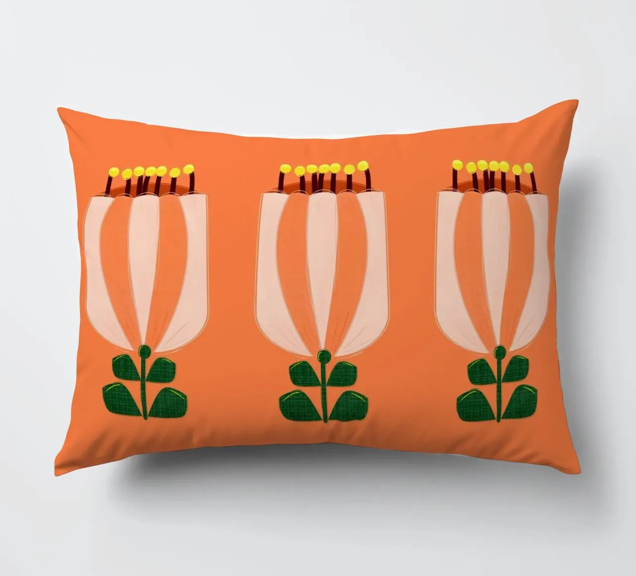 Minimalist Tulip Art Print - Orange and White cuscino da showmemars
