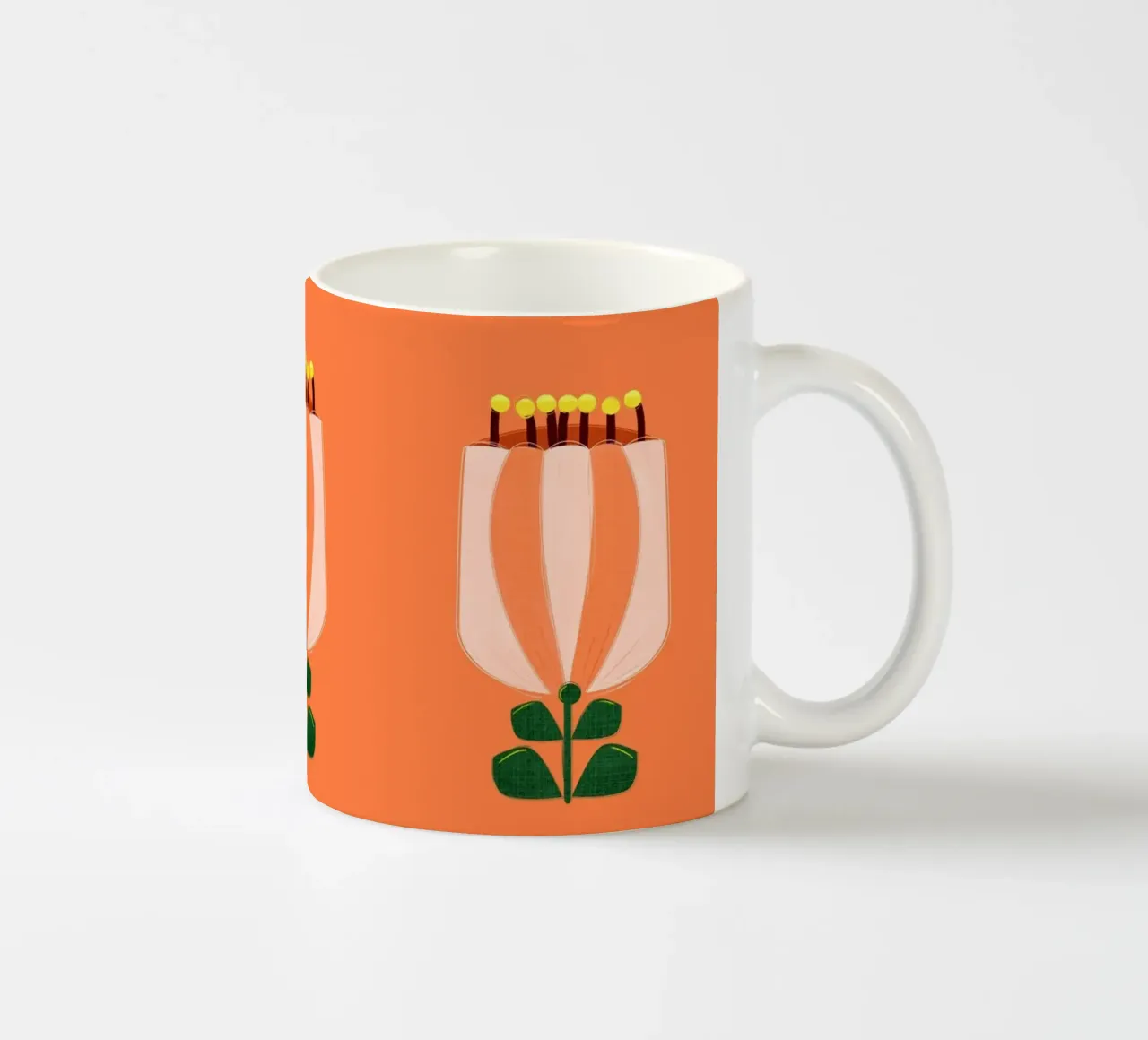 Minimalist Tulip Art Print - Orange and White tazza in ceramica da showmemars