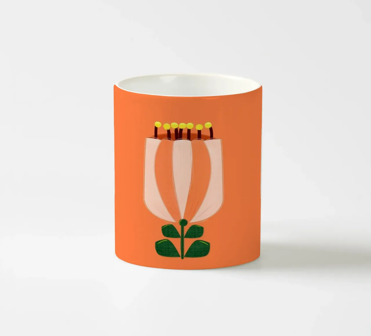 Minimalist Tulip Art Print - Orange and White tazza in ceramica da showmemars