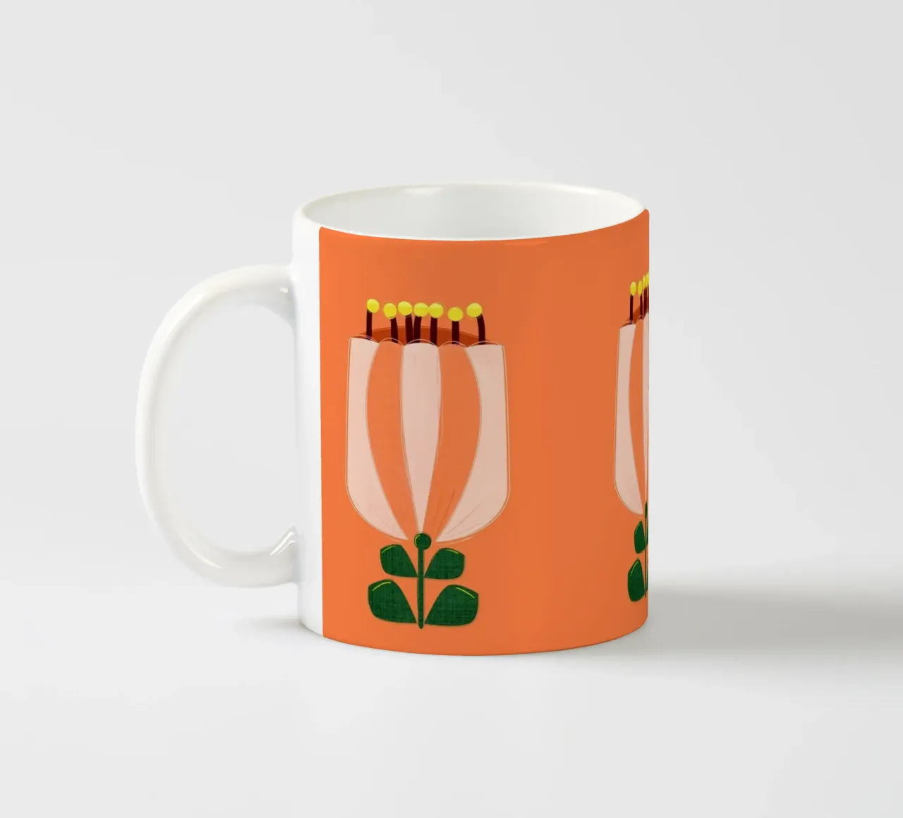 Minimalist Tulip Art Print - Orange and White tazza in ceramica da showmemars