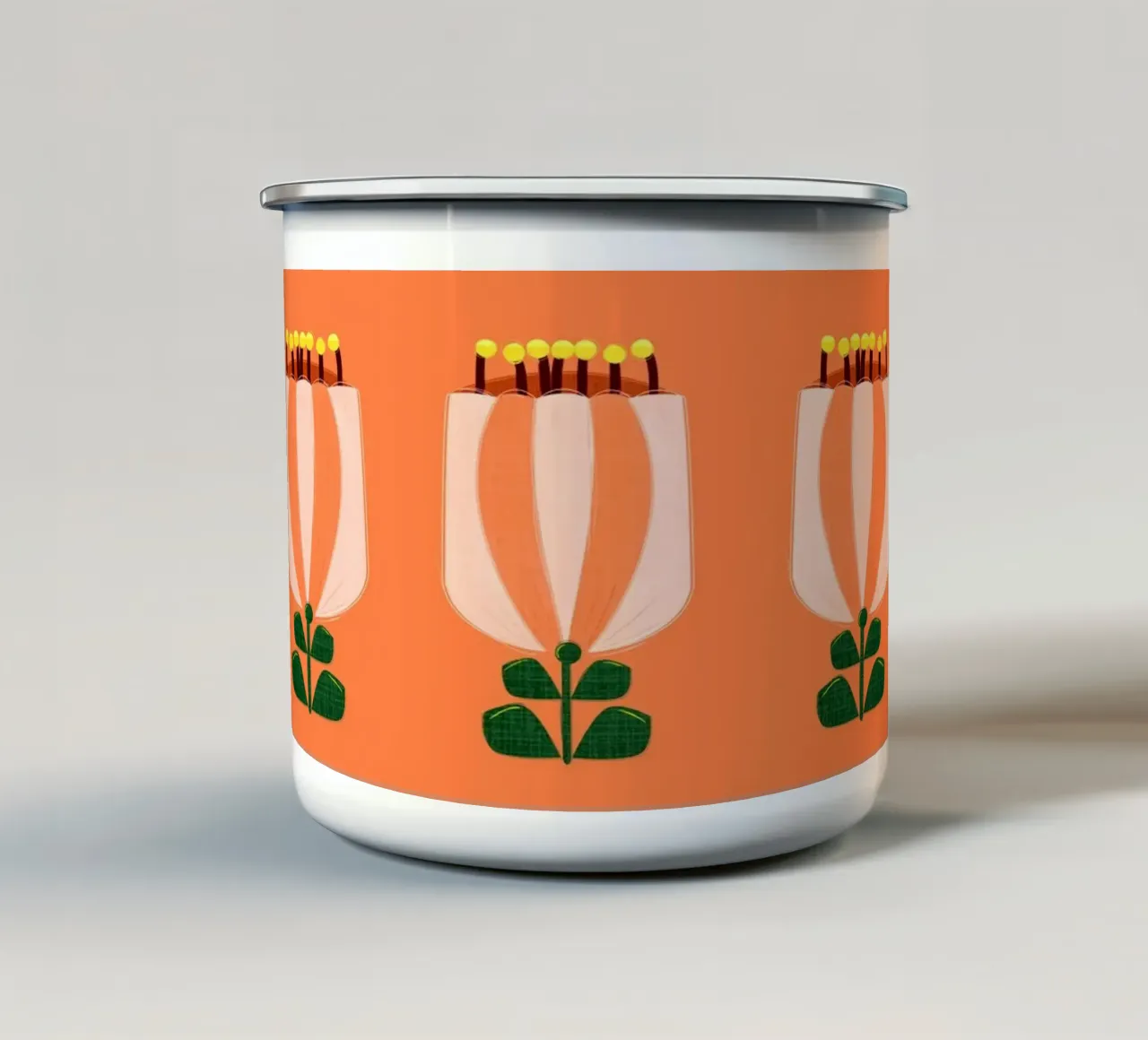 Minimalist Tulip Art Print - Orange and White tazza in smalto da showmemars