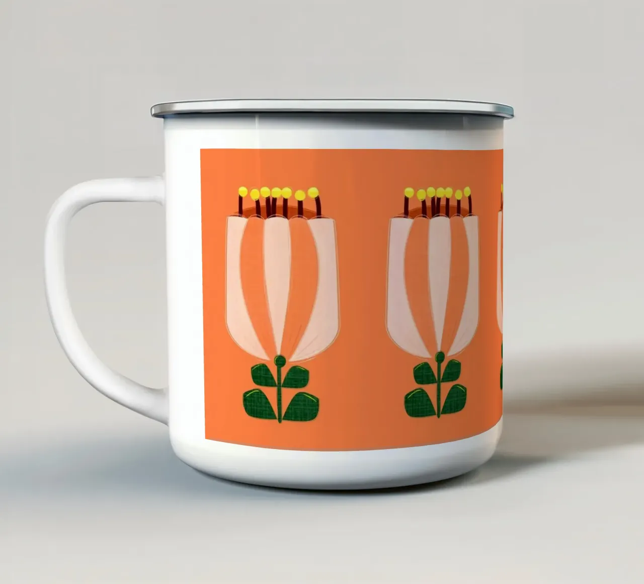 Minimalist Tulip Art Print - Orange and White tazza in smalto da showmemars