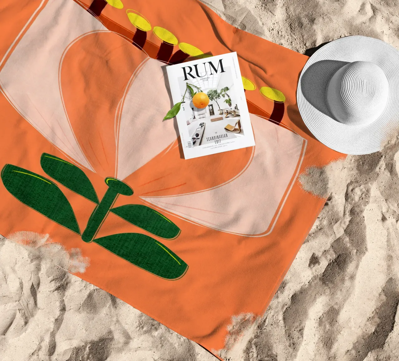 Minimalist Tulip Art Print - Orange and White telo mare da showmemars
