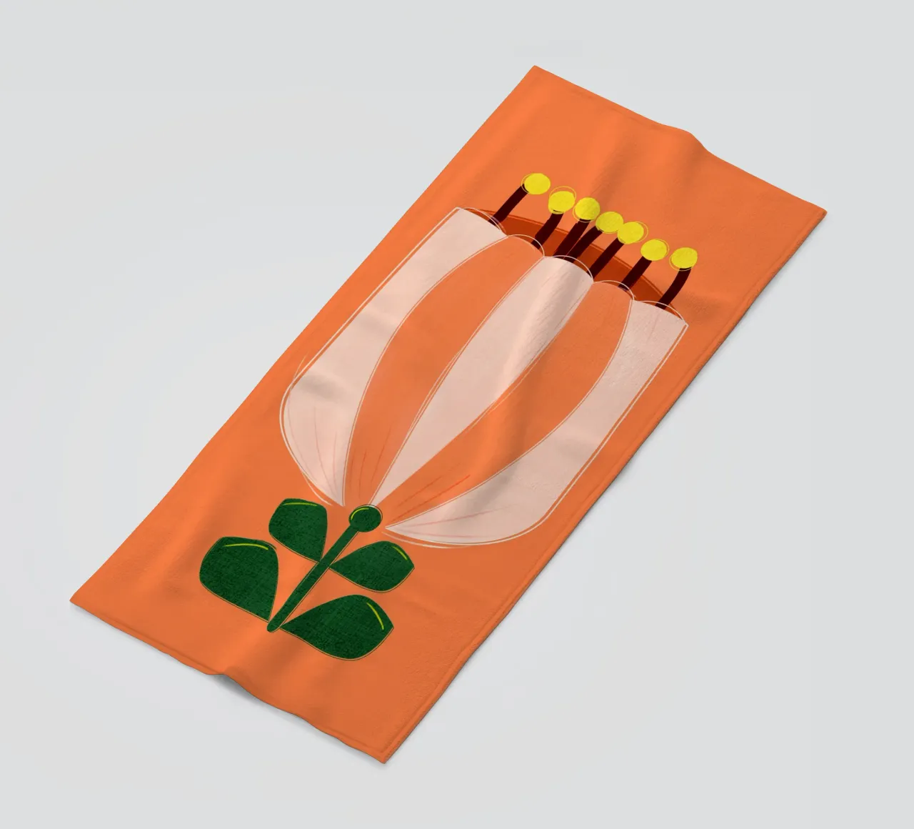 Minimalist Tulip Art Print - Orange and White telo mare da showmemars
