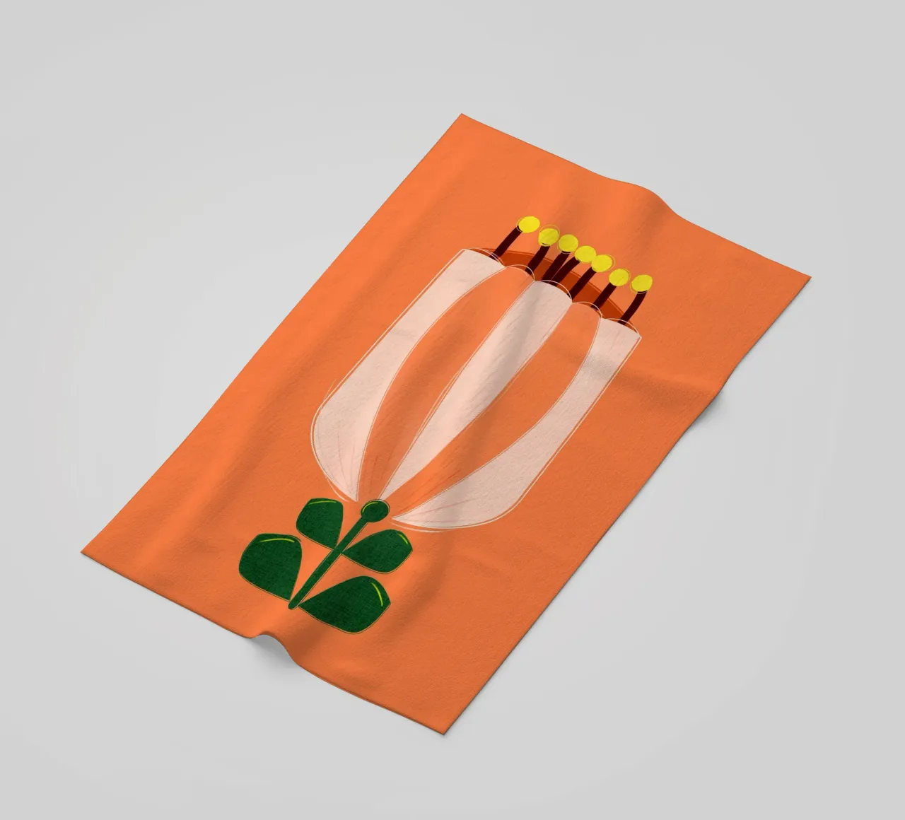 Minimalist Tulip Art Print - Orange and White telo mare da showmemars