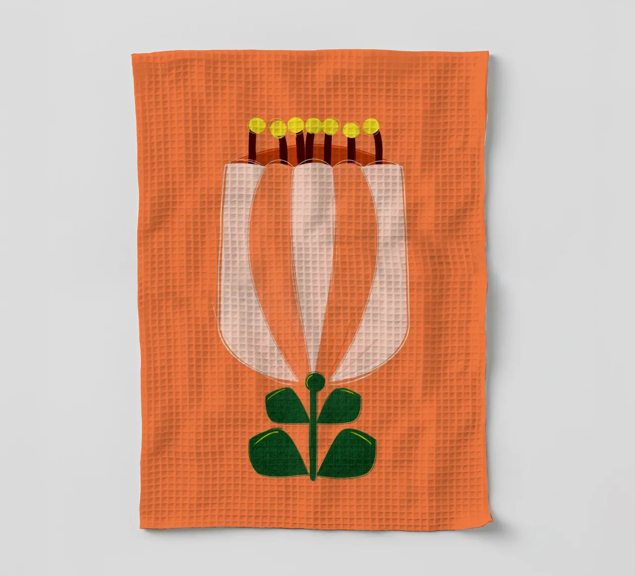 Minimalist Tulip Art Print - Orange and White canovaccio da cucina da showmemars