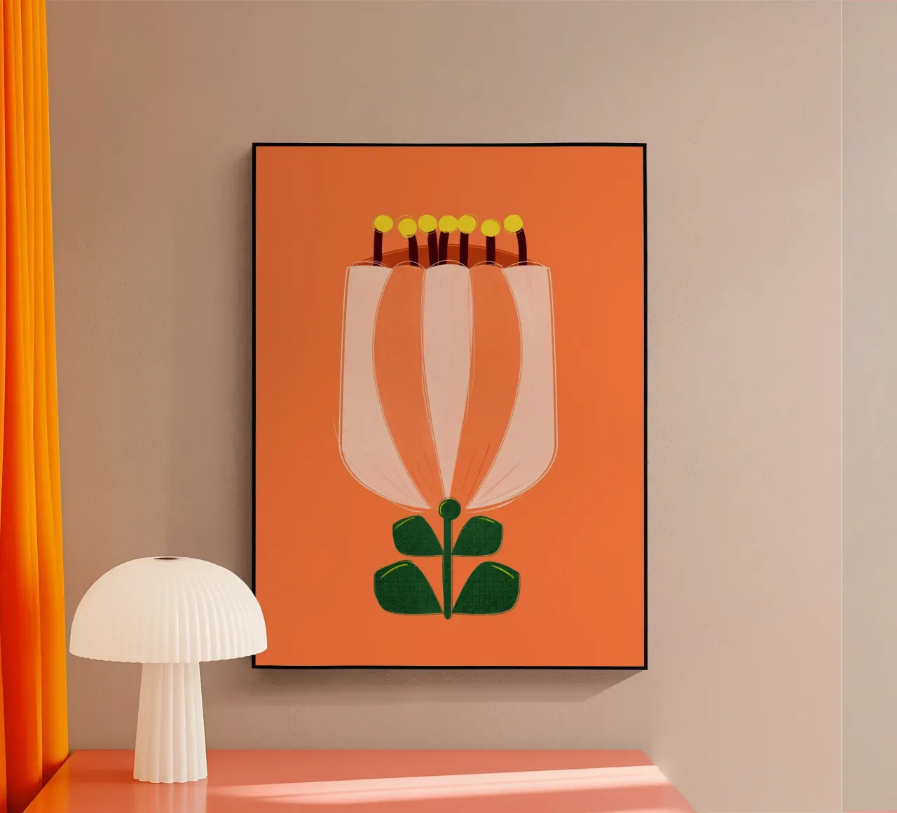 Minimalist Tulip Art Print - Orange and White plexiglass da showmemars