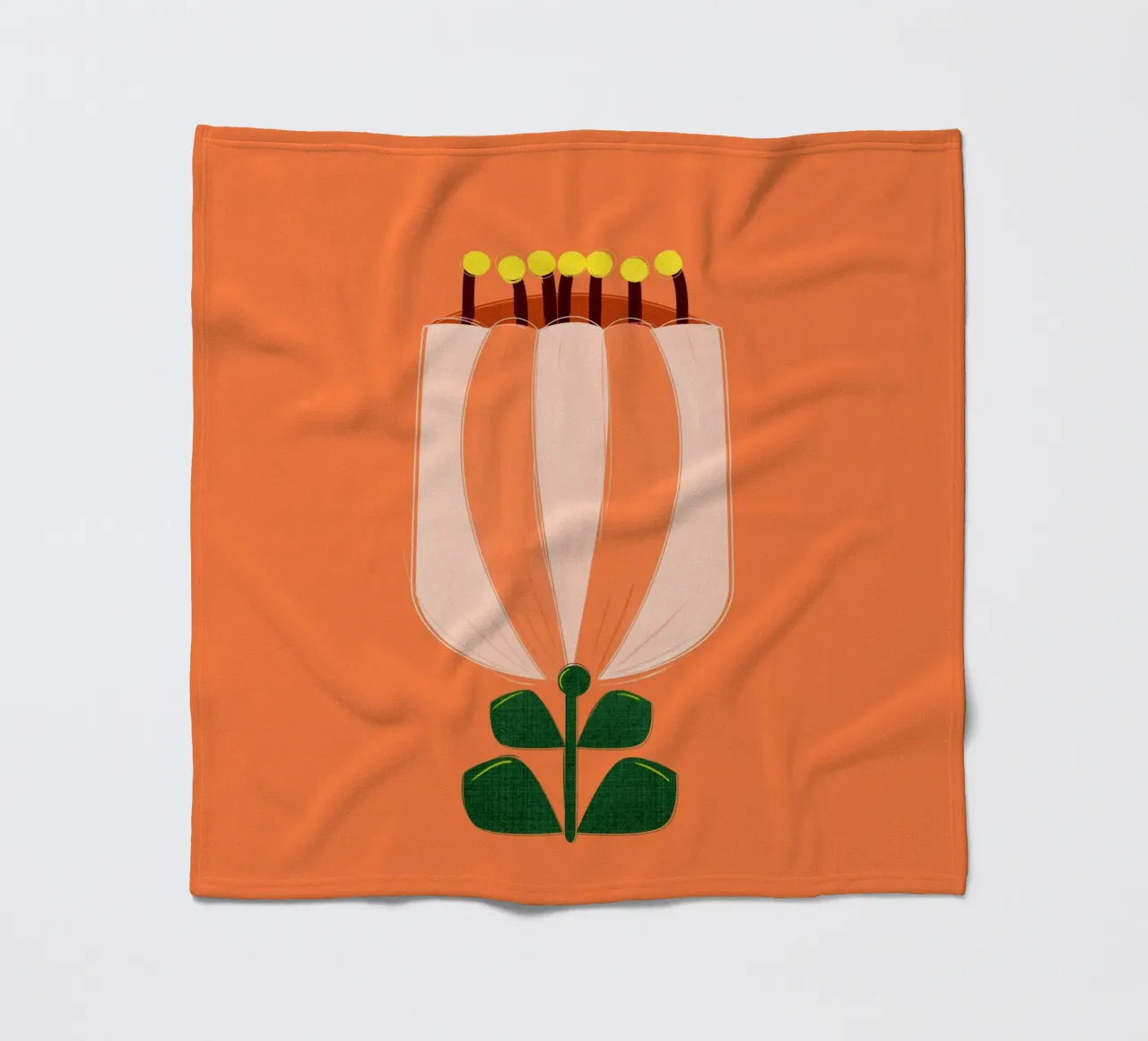 Minimalist Tulip Art Print - Orange and White coperta in pile da showmemars