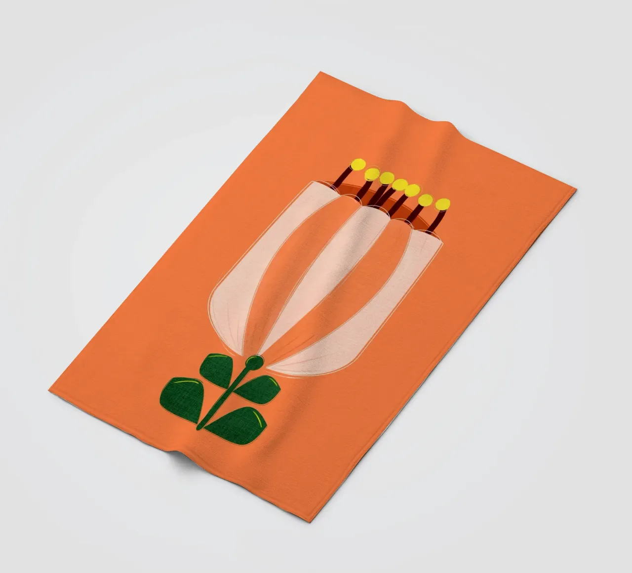 Minimalist Tulip Art Print - Orange and White coperta in pile da showmemars