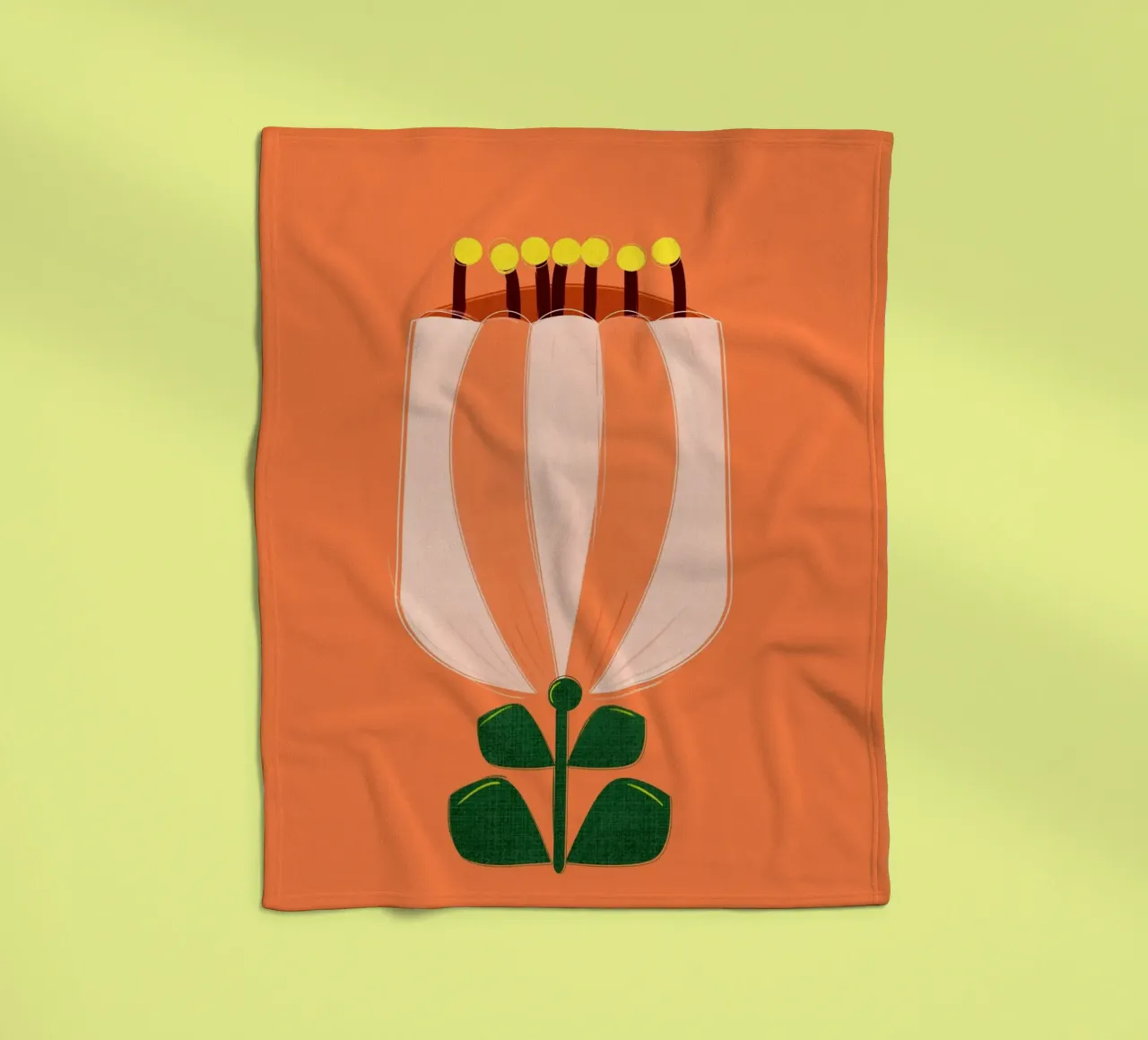 Minimalist Tulip Art Print - Orange and White coperta in pile da showmemars