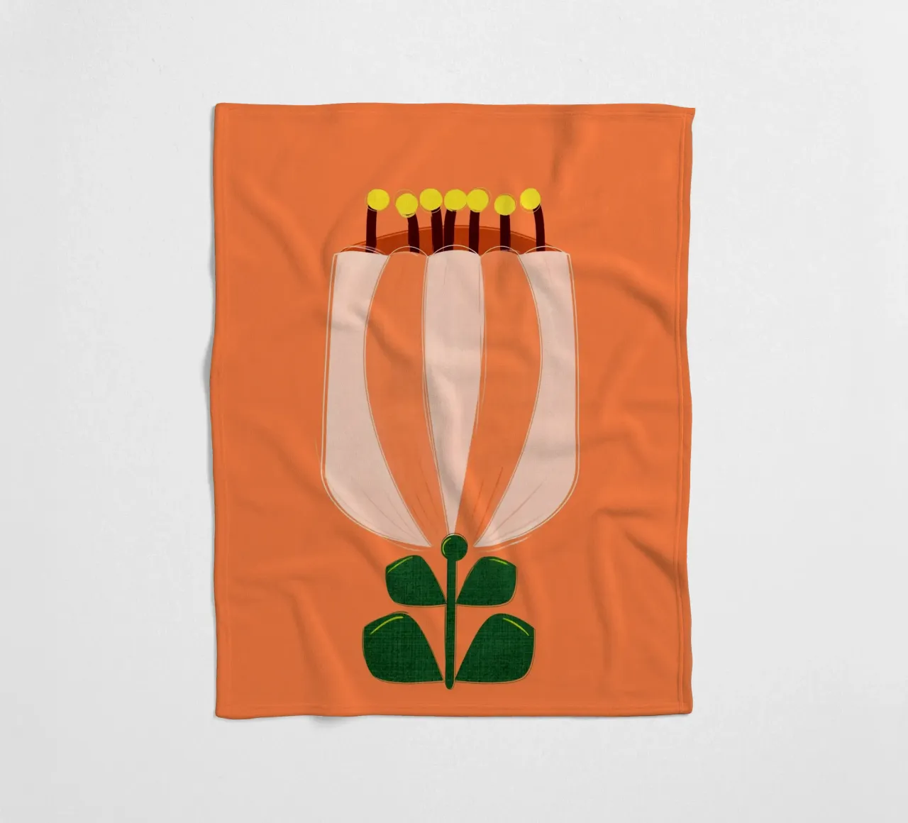Minimalist Tulip Art Print - Orange and White coperta in pile da showmemars