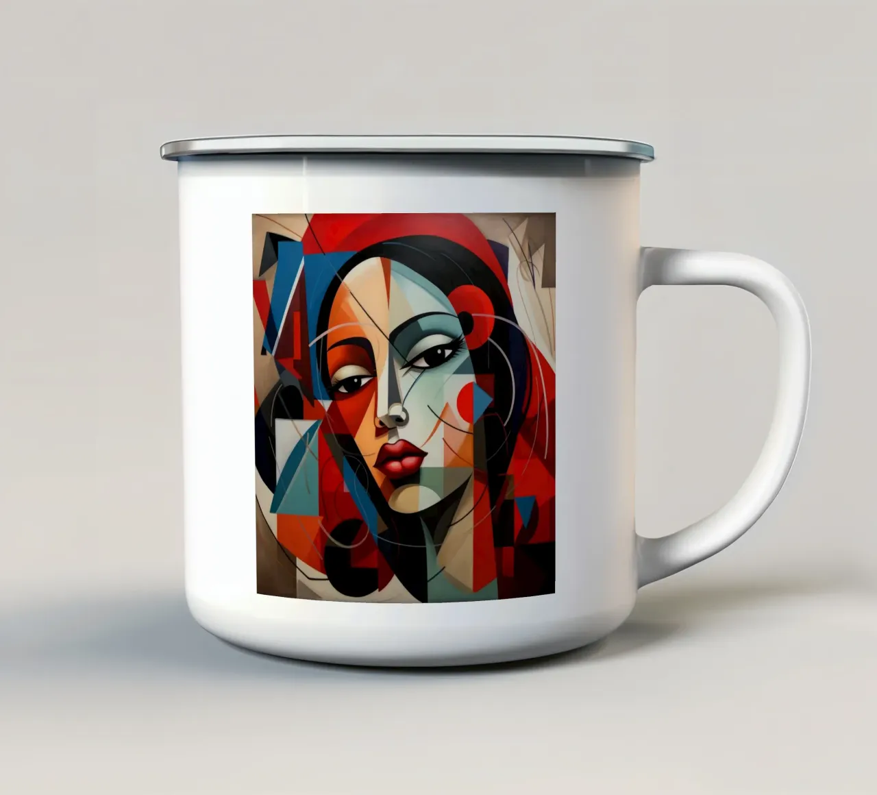 Forme astratte Donna messicana tazza in smalto da Artful Muse
